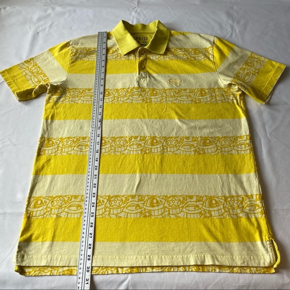 Ecko Unltd the exhibit x Askew One yellow white polo X-Large Wide Stripes - Picture 7 of 8
